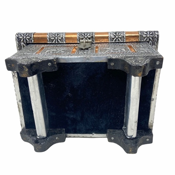 3 Pc. Elephant Copper & Silver Alloy Jewelry Box, 3 Key Holder, Letter Organizer - Picture 11 of 16